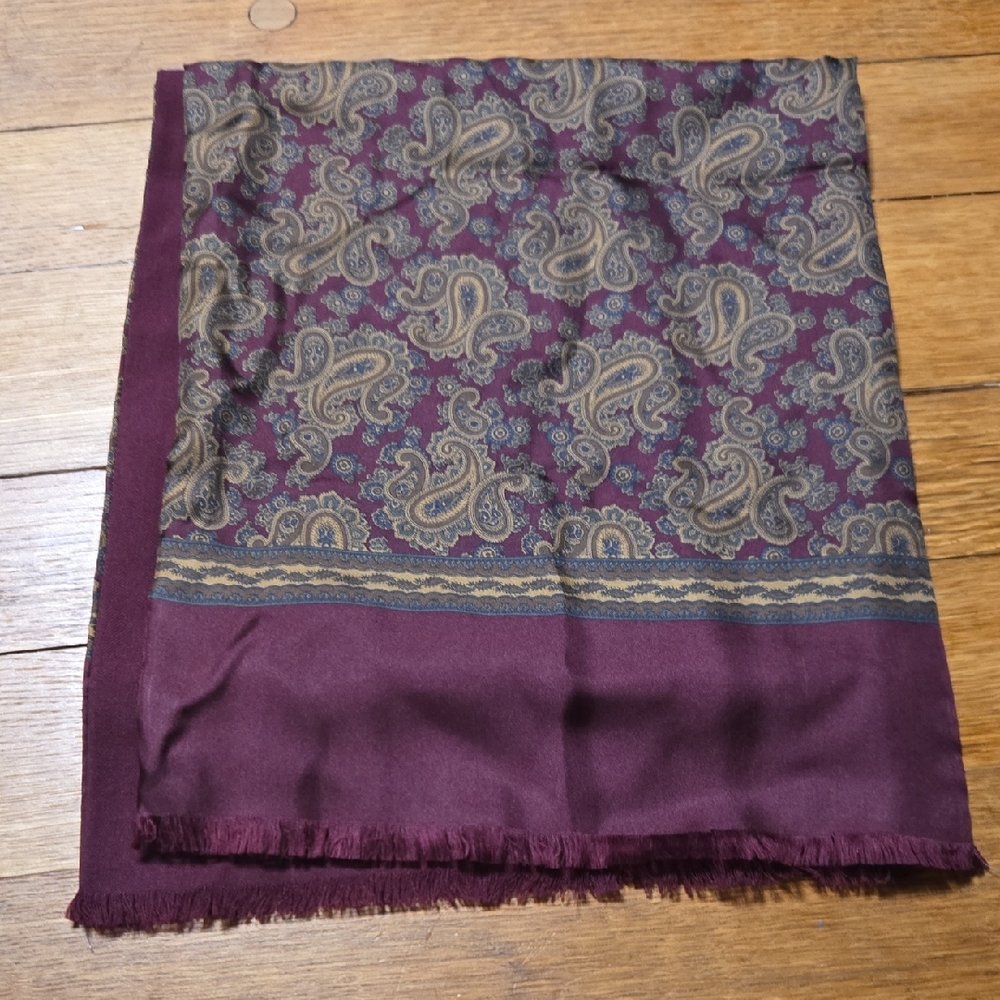 Geoffrey Beene Burgundy Silk Scarf